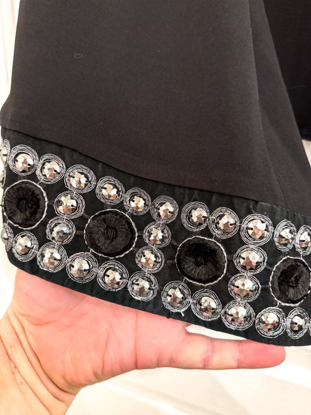 Vintage Tiana B. Black Embellished Open-Front Blazer / Cardigan Style Jacket Top - Picture 2 of 5
